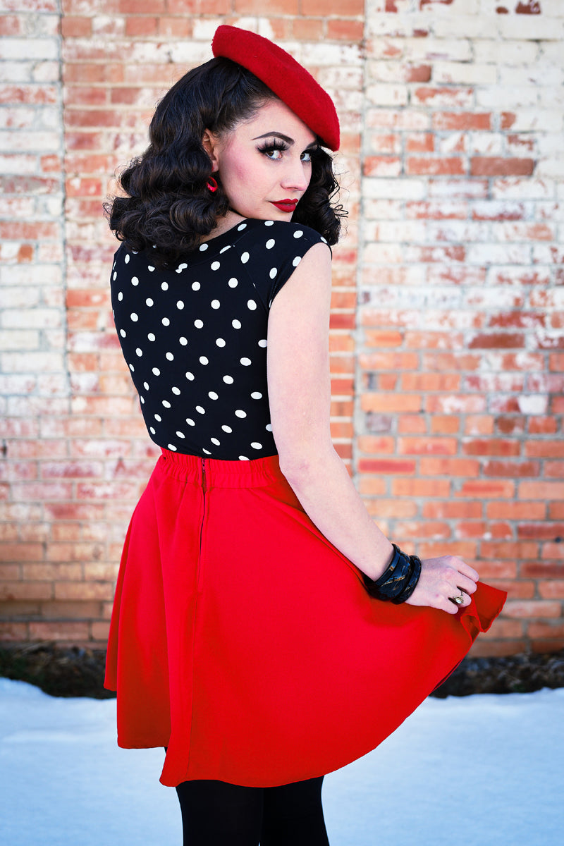 Boat Neck Top in Polka Dots