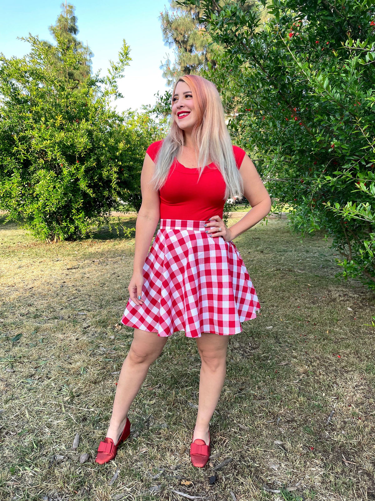 Retro Boat Neck Top in Red