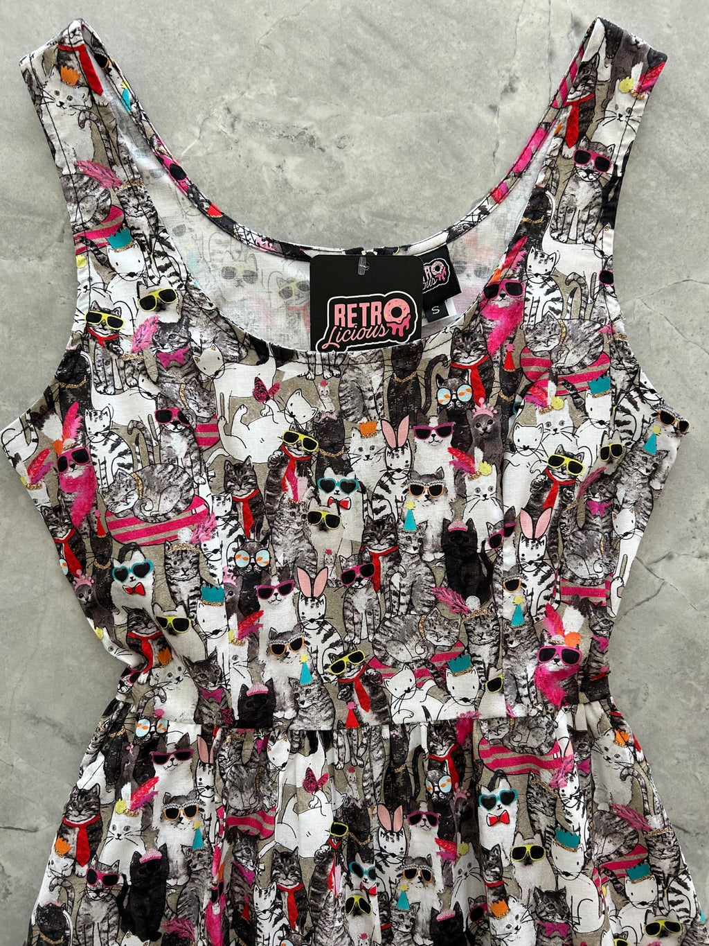 Cool Cats Shorter Length Fit & Flare Dress - 3X only, 1 left!